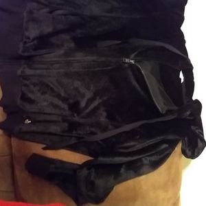 Black velveteen lounging jacket with pants.